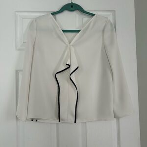 Maje Cream Blouse with Black Accent